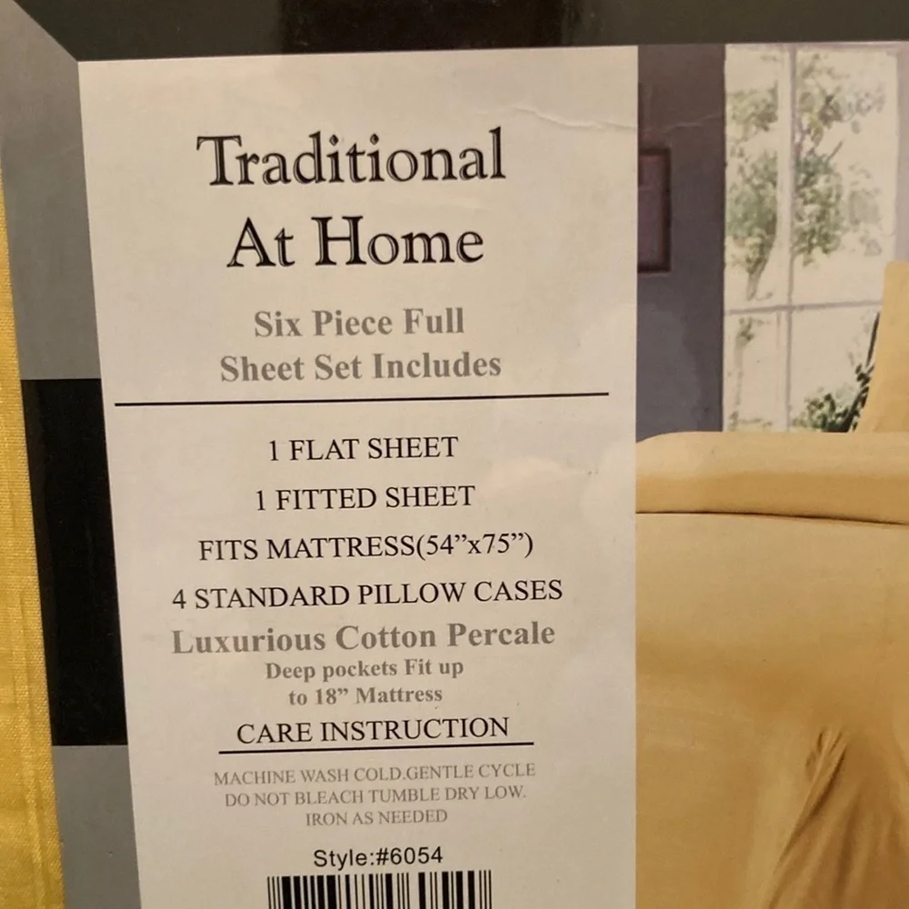 Traditional At Home 6pc Full Sheet Set Yellow gold with embossed geek key print